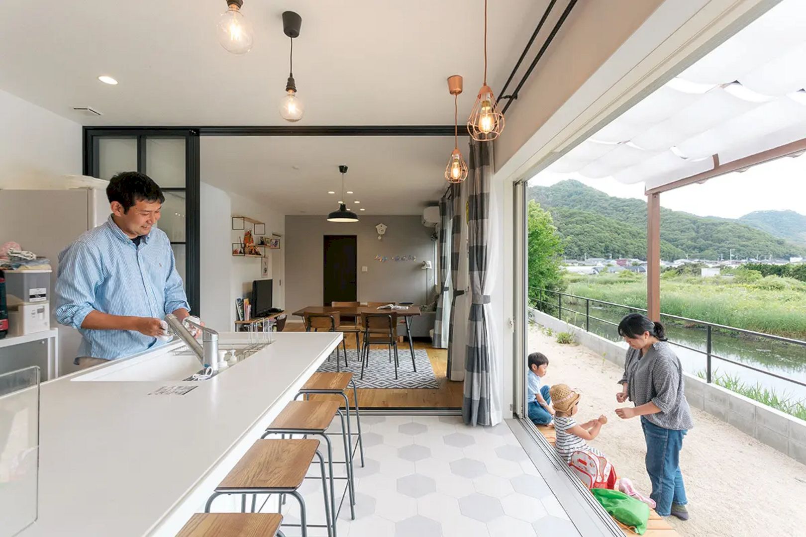 A Modern Japanese House with Large Windows and Natural Scenery